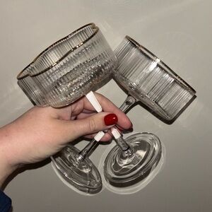 Set of 2 Elegant Gold-Rimmed Martini Glass